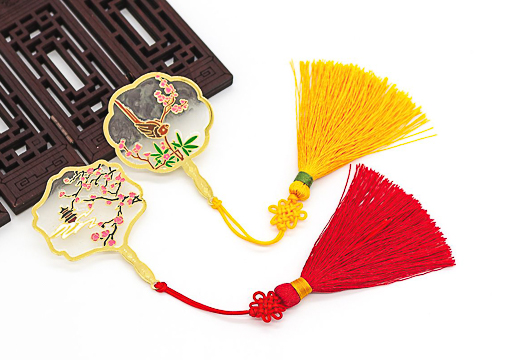 中國風(fēng)團(tuán)扇流蘇書簽定制