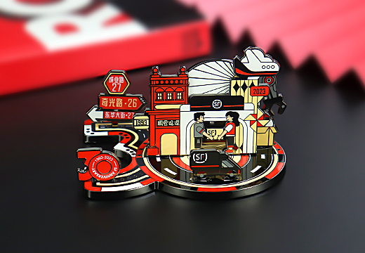 順豐文創(chuàng)拼接金屬徽章定制