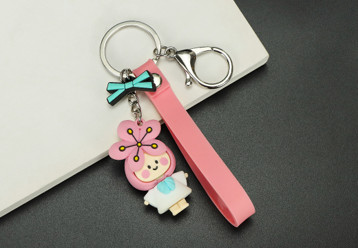 櫻花女孩軟膠鑰匙扣掛件定制