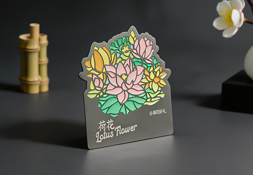 荷花透光金屬冰箱貼定制